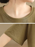 Plus Size Loose Side Split Solid Color T-shirts for Women