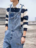 Men's Holiday Loose Straight-Leg Denim Overalls