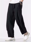 Men's Japanese Solid Color Loose Cotton Casual Pants