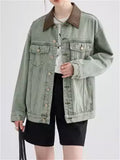 Women's Trendy Patchwork Lapel Single Breasted Denim Jacket