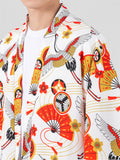 Summer Trendy Printed Oversized 3/4 Sleeve Cardigan Shirt for Men