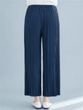 Ladies Solid Color Temperament Wide Leg Pleated Pants