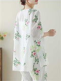 Female Lightweight Floral Leaf Embroidered Homewear Shirts