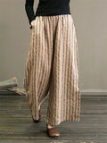 Loose Stripe Cotton Linen Pants