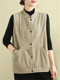 Women's Autumn Cosy Corduroy Vest Jacket with Pocket