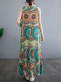 Ethnic Circle Print Cozy Holiday Tank Dress for Women