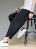 Summer Vintage Stripe Cropped Pants for Men