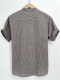 Leisure Natural Cotton Linen Cozy Stripe Shirt for Men