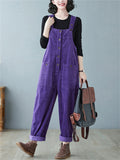 Women's Cute Square Neck Patch Pocket Corduroy Overalls