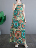 Ethnic Circle Print Cozy Holiday Tank Dress for Women