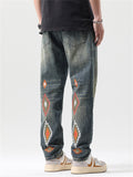 Men's Back Patch Embroidered Versatile Casual Jeans