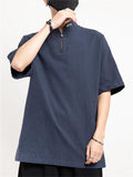 Men's Retro Cloud Embroideried Stand Collar Linen Shirt