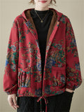 Women's Winter Warm Beautiful Floral Hooded Cotton Coats