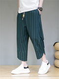 Summer Vintage Stripe Cropped Pants for Men