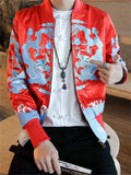 Men's Chinese Dragon Print Slim Fit Baseball Jacket