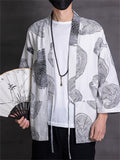 Men's Ancient Style Tree Rings Print Loose Lace Up Shirt