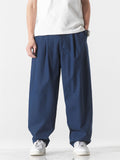 Men's Daily Wear Straight Leg Cotton Linen Plain Pants