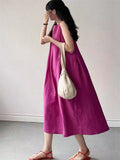 Relaxed Sleeveless Round Neck Holiday Sundress for Women