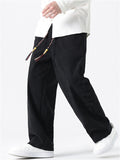 Men's Side Button Decoration Loose Winter Corduroy Pants