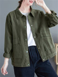 Women's Casual Lapel Single-Breasted Loose Jacket