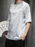 Men's Summer Casual Round Neck Dragon Jacquard T-shirts