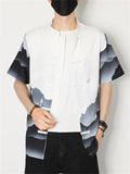 Men's Chinese Style Tang Suit Summer Printed Short Sleeve Shirt