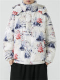 Vogue Detachable Hooded Floral Down Coat for Men