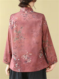 Blooming Flowers Print Women's Chinese Style Lapel Shirts