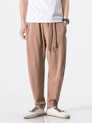 Men's Original Simple Linen Lace Up Casual Trousers