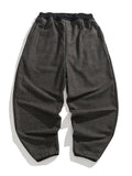 Men's Autumn Winter Color Contrast Plaid Wool Blend Pants