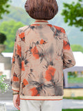 Women's Floral Print Zipper Plus Size Loose Jacket for Autumn