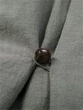 Men's Winter Plain Linen One Button Cotton Padded Coat