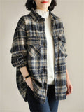 Female Autumn Winter Thickened Mid-length Lapel Plaid Jacket