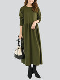 Winter Gentle Round Neck Long Sleeve A-Line Dress for Women