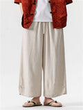 Men's Retro Style Wide Leg Cotton Linen Holiday Pants