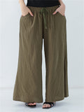 Women's Spring Summer Plain Cotton Linen Straight-Leg Pants