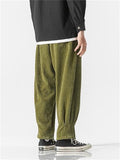 Fashionable Elastic Waist Corduroy Pants for Men