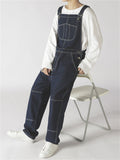 Regular Loose Casual Solid Color Denim Overalls for Men