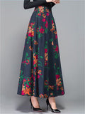 Women's Spring Flower Tree Branch Print A-line Pleated Skirt