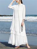 Female Relaxed White Shirt Wide Leg Pants Set