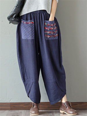 Women's Ethnic Style Patchwork Wide-leg Pants