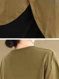 Plus Size Loose Side Split Solid Color T-shirts for Women