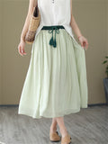 Women's Stylish Tassel Lace-up Contrast Color Lining Skirt