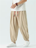 Men's Loose Cozy Red Drawstring Casual Harem Pants