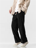 Vintage Decorative Knot Button Men Straight-Leg Pants