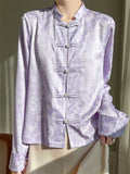 Female Spring Luxury Elegant Jacquard Knot Button Shirt