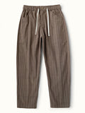 Men's Striped Loose Cotton Linen Ankle Pants for Holiday