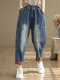 Summer Washed Splicing Durable Jeans for Ladies