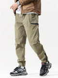 Male Zippered Pocket Comfort Drawstring Work Pants