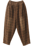 Women's Autumn Retro Plaid Loose Corduroy Long Pants